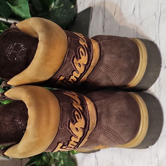 Timberland Heel Stitched Emblem Brown Leather Boots 11M - Picture 4 of 13